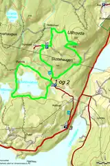 Øyjordsvatnet - Ullhovda rundt  Kolltveit | <a href='/galleri/turstiar/06 øyjordsv_ ullhovda rundt.jpg' download>Last ned bilde</a>